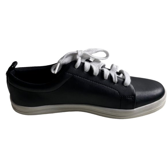 Calvin Klein Women's Madie Black & White Faux Leather Lace Up Sneakers - Picture 2 of 9
